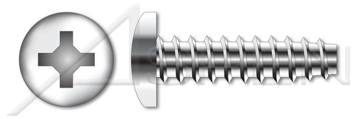 #2-28 X 3/8" Trilobe Thread Rolling Screws for Plastics, Pan Phillips Drive, 48-2 Double-Lead Thread, 18-8 Stainless Steel, Passivated and Waxed