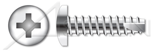 #4-24 X 1" Thread Cutting Screws, Type "25", Pan Phillips Drive, Stainless Steel