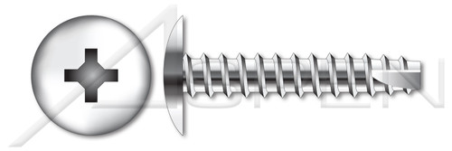 #8 X 1/2" Thread Cutting Screws, Type "25", Truss Phillips Drive, Stainless Steel