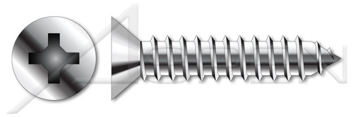 #6 X 5/8" Self-Tapping Sheet Metal Screws, Type "AB", Flat Phillips Drive, Stainless Steel