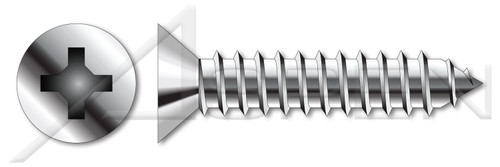 #7 X 5/8" Self-Tapping Sheet Metal Screws, Type "AB", Flat Phillips Drive, Stainless Steel
