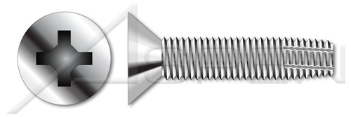 #10-32 X 5/8" Thread-Cutting Screws, Type "F", Flat Head Phillips Drive, AISI 410 Stainless Steel