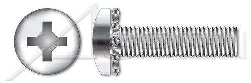 #4-40 X 3/8" SEMS External Tooth Washer Machine Screws, Pan Phillips Drive, AISI 410 Stainless Steel