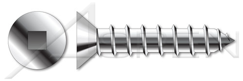 #10 X 4" Self-Tapping Sheet Metal Screws, Type "A", Flat Head Square Drive, Stainless Steel