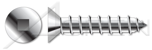 #14 X 2" Self-Tapping Sheet Metal Screws, Type "A", Flat Head Square Drive, Stainless Steel