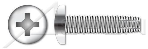#10-24 X 1-1/4" Thread Cutting Screws, Type "F", Pan Phillips Drive, 410 Stainless Steel