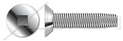 #12-24 X 1" Thread-Cutting Screws, Type "F", Flat Undercut Square Drive, 300 Series Stainless Steel