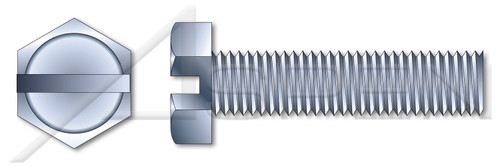 5/16"-18 X 1" Machine Screws, Hex Indented Slotted, Full Thread, Steel, Zinc Plated