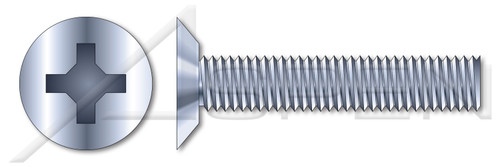 #4-40 X 1/8" Machine Screws, Flat Undercut Phillips Drive, 100 Degree Countersink, Full Thread, Steel, Zinc Plated