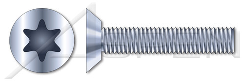 #8-32 X 1/4" Machine Screws, Flat Undercut 6Lobe Torx(r) Drive, Steel, Zinc Plated