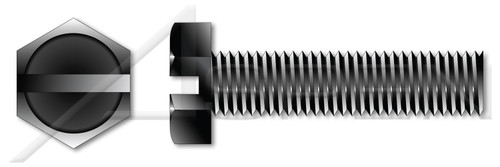 1/4"-20 X 1-1/4" Machine Screws, Hex Indented Slotted, Full Thread, Steel, Black Oxide