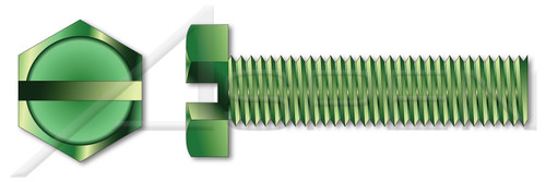 #8-32 X 1/4" Machine Screws, Grounding Screws, Hex Indented Slotted, Full Thread, Steel, Green Zinc