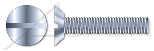 #12-24 X 3/8" Machine Screws, Flat Undercut Slot Drive, 82 Degree Countersink, Full Thread, Steel, Zinc Plated
