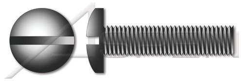 #12-24 X 3/8" Machine Screws, Pan Slot Drive, Full Thread, Steel, Black Zinc
