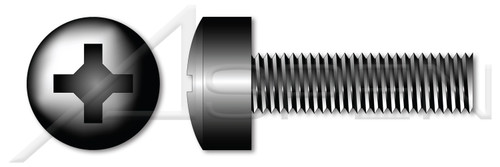 #4-40 X 1/2" Machine Screws, Fillister Phillips Drive, Full Thread, Steel, Black Oxide