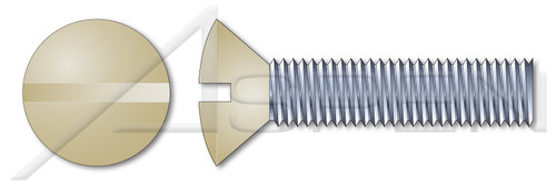 #6-32 X 1-1/4" Machine Screws, Oval Slot Drive, 82 Degree Countersink, Full Thread, Steel, Zinc Plated, Head Painted Ivory
