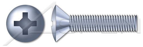 #8-32 X 3/8" Machine Screws, Oval Phillips Drive, 82 Degree Countersink, Full Thread, Steel, Zinc Plated