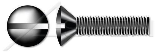 #6-32 X 1/4" Machine Screws, Oval Slot Drive, 82 Degree Countersink, Full Thread, Steel, Black Oxide