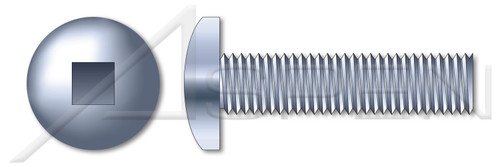 1/4"-20 X 1/2" Machine Screws, Pan Square Drive, Full Thread, Steel, Zinc Plated