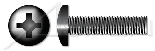 #8-32 X 3/8" Machine Screws, Pan Phillips Drive, Full Thread, Steel, Black Oxide