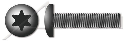 1/4"-20 X 1/2" Machine Screws, Pan 6Lobe Torx(r) Drive, Steel, Black Zinc