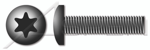 #8-32 X 3/8" Machine Screws, Pan 6Lobe Torx(r) Drive, Steel, Black Zinc