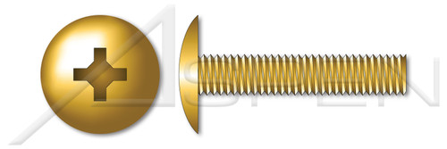 5/16"-18 X 1" Machine Screws, Truss Phillips Drive, Full Thread, Steel, Yellow Zinc