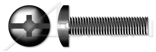 #8-32 X 1/2" Machine Screws, Pan Head Phillips/Slot Combo Drive, Full Thread, Steel, Black Oxide