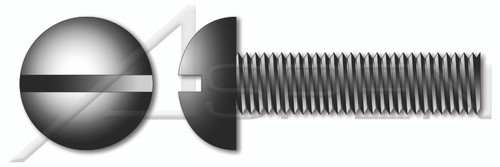 1/4"-20 X 1-3/4" Machine Screws, Round Slot Drive, Full Thread, Steel, Black Zinc