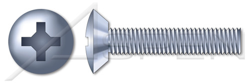 #10-32 X 1/4" Machine Screws, Oval Undercut Phillips Drive, Full Thread, Steel, Zinc Plated