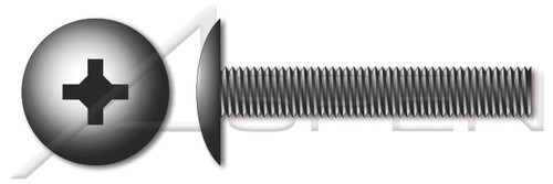1/4"-20 X 4" Machine Screws, Truss Phillips Drive, Full Thread, Steel, Black Zinc