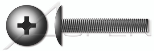 #4-40 X 3/8" Machine Screws, Truss Phillips Drive, Full Thread, Steel, Black Zinc