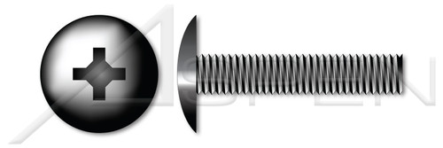 #10-32 X 1/4" Machine Screws, Truss Phillips Drive, Full Thread, Steel, Black Oxide