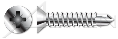 M4.2 X 16mm DIN 7504 Type O, Metric, Self-Drilling Screws, Flat Pozidriv Alternative Drive, A2 Stainless Steel