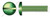 #10-24 X 1/4" Machine Screws, Grounding Screws, Binding Head Slot Drive, Full Thread, Steel, Green Zinc