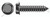 #12 X 1/2" Self-Tapping Sheet Metal Screws, Type "AB", Hex Indented Washer Head, Steel, Black Zinc