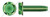 #6-32 X 3/8" Trilobe Thread Rolling Screws for Metals, Hex Indented Washer Head, Steel, Green Zinc