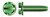 #10-32 X 1/2" Trilobe Thread Rolling Screws for Metals, Hex Slotted Indented Washer Head, Steel, Green Zinc
