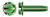 #8-32 X 1/4" Trilobe Thread Rolling Screws for Metals, Hex Slotted Indented Washer Head, Steel, Green Zinc