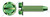 #8-32 X 3/8" Machine Screws, Hex Indented Washer, Slotted, Header Point, Steel, Green Zinc