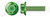 #8-32 X 1/4" Flange Screws, Locking Serrations, Full Thread, Steel, Green Zinc