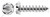 #10 X 1/2" Self-Tapping Sheet Metal Screws, Type "A", Hex Slotted Indented Washer Head, Stainless Steel