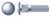 1/4"-20 X 1/2" Carriage Bolts, Round Head, Ribbed Neck, Part Thread, A307 Steel, Zinc
