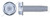 #10-32 X 1" Thread-Cutting Screws, Type "F", Hex Indented Washer Head, Steel, Zinc Plated and Baked