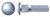 1/4"-20 X 1" Carriage Bolts, Round Head, Ribbed Neck, Grade 5 Steel, Zinc
