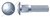 1/4"-20 X 3/4" Carriage Bolts, Round Head, Ribbed Neck, Grade 5 Steel, Zinc