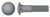 3/8"-16 X 7-1/2" Carriage Bolts, Round Head, Square Neck, Undersized Body, Part Thread, A307 Steel, Plain