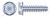 #8-16 X 1" Trilobe Thread Rolling Screws for Plastics, Hex Indented Washer Head, 48-2 Thread, Steel, Zinc Plated and Waxed