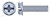 #10-32 X 1" Machine Screws, Hex Indented Washer Phillips/Slot Combo Drive, Full Thread, Steel, Zinc Plated