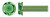 #10-32 X 1/2" Machine Screws, Grounding Screws, Hex Indented Washer Head, Full Thread, Steel, Green Zinc